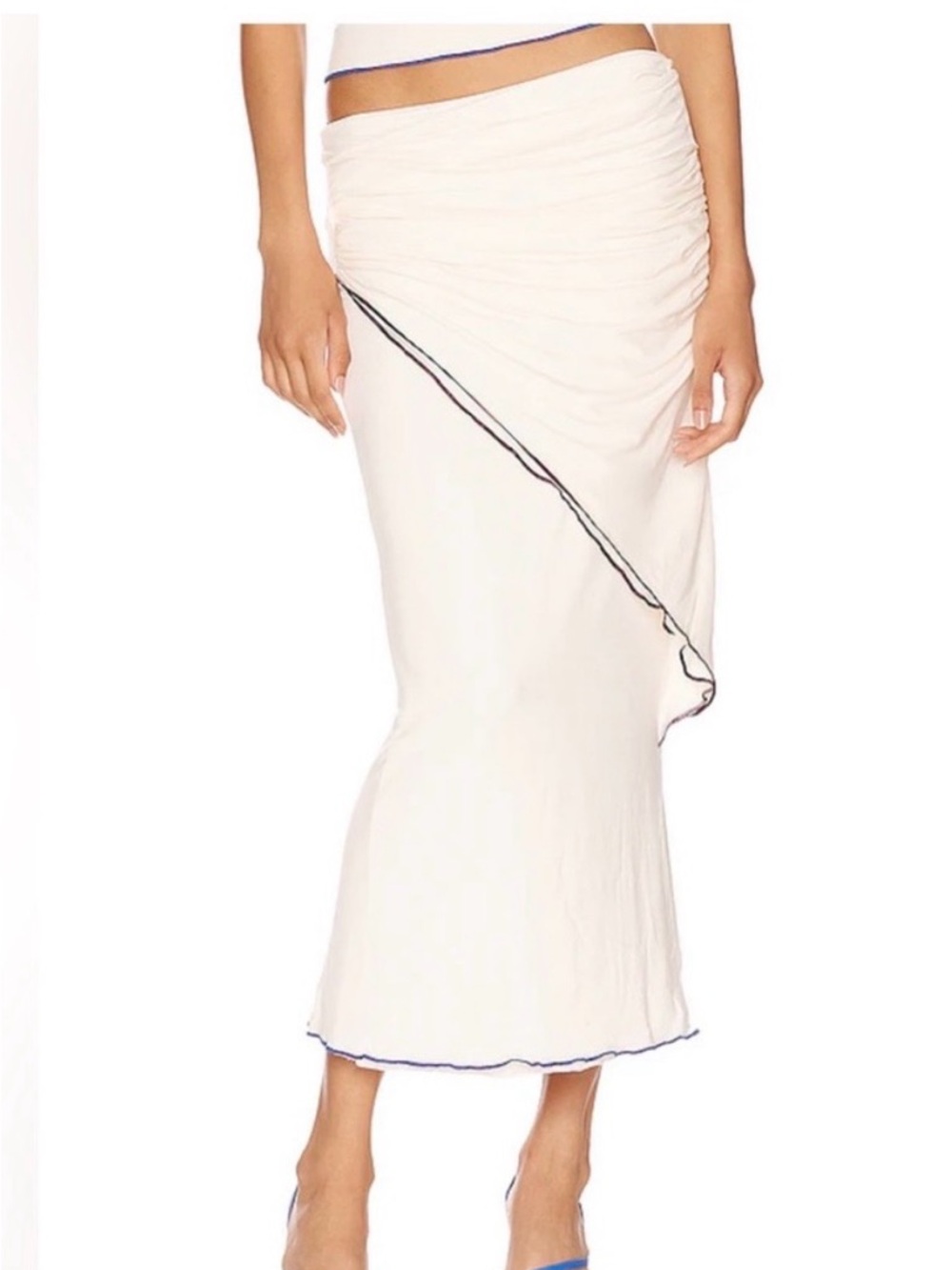 The Line by K Anita Ruched Contrast Midi Skirt in Vanilla Size Medium M